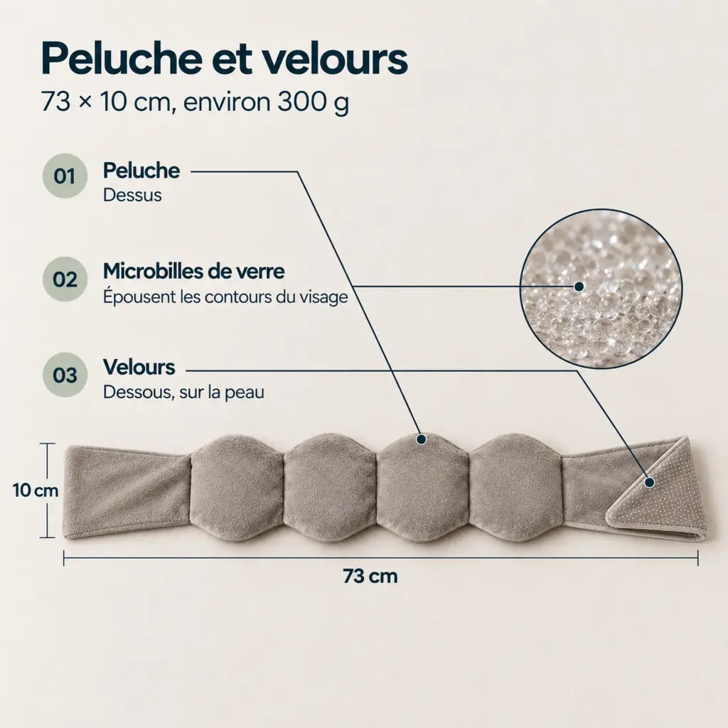 Bandeau lesté pour les yeux – composition et dimensions
