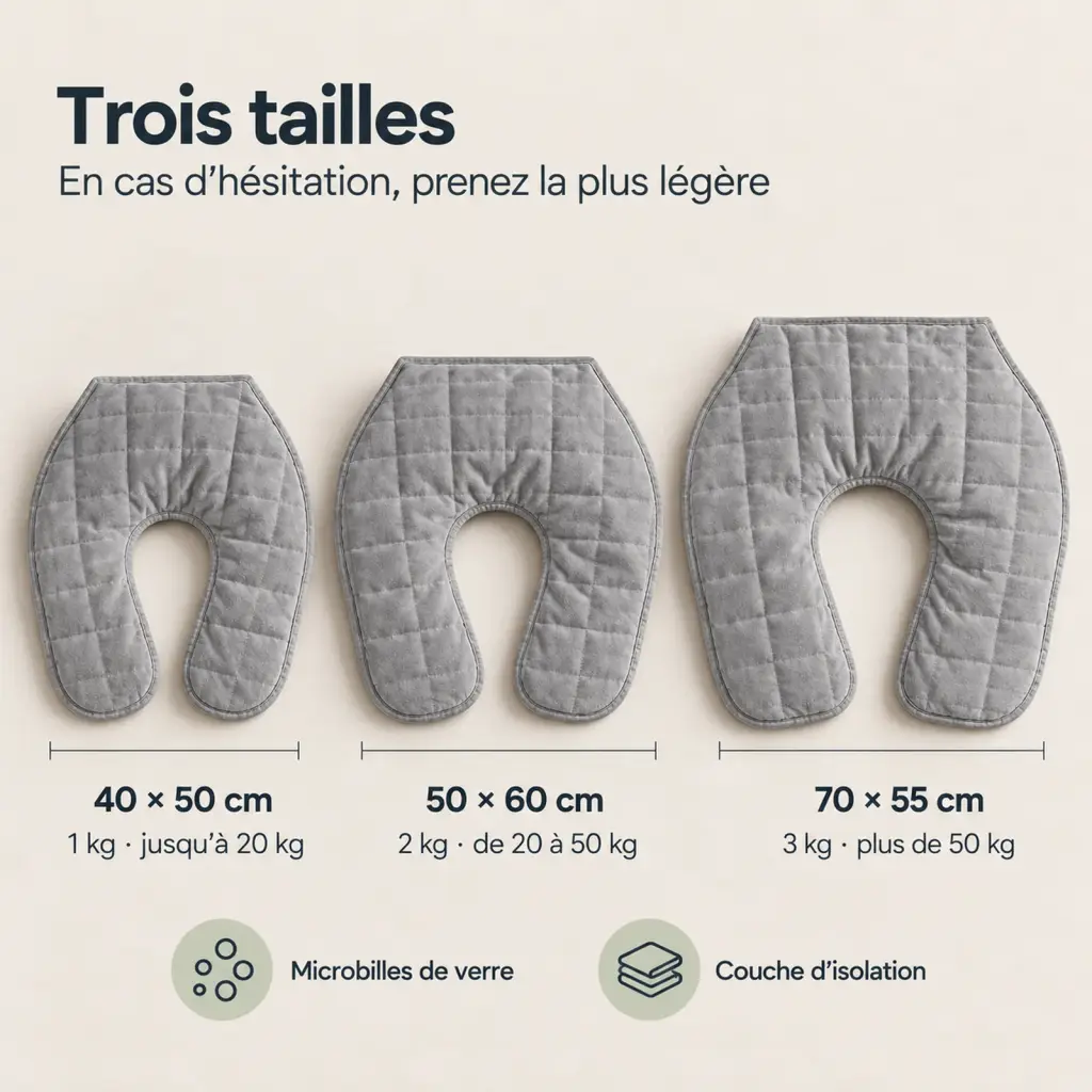 Collier lesté pour la nuque et les épaules – composition et dimensions