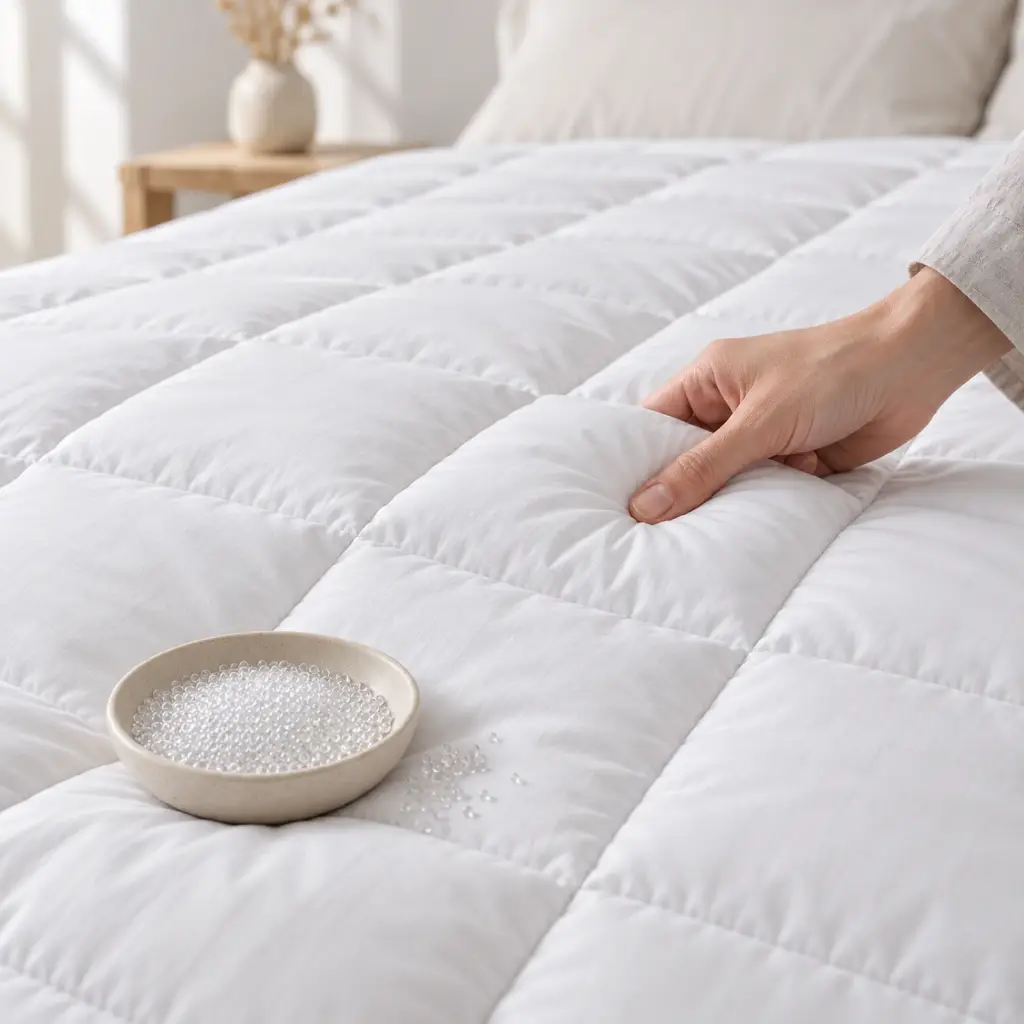 Couette lestée blanche – carreaux lestés et microbilles