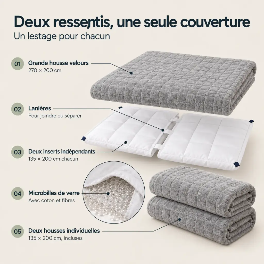 Couverture lestée 2 personnes – les couches et leur rôle