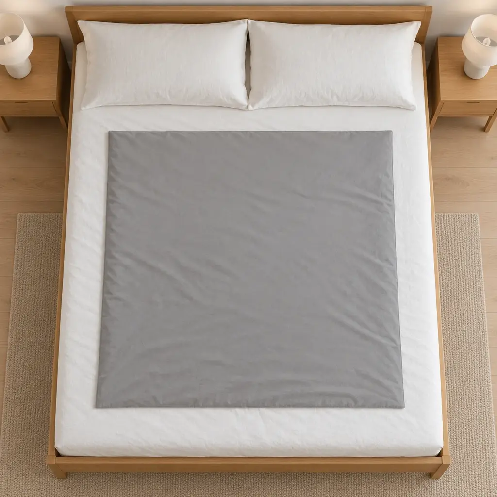 Couverture lestée Coton – posée sur un lit