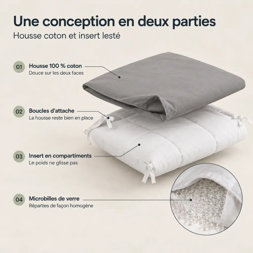 Couverture lestée Coton – les couches et leur rôle