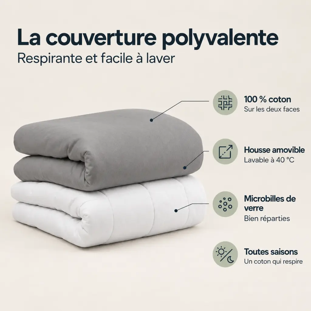 Couverture lestée Coton – les points clés
