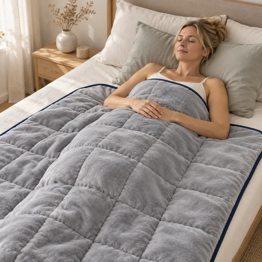 Couverture lestée Douce – moment de repos dessous