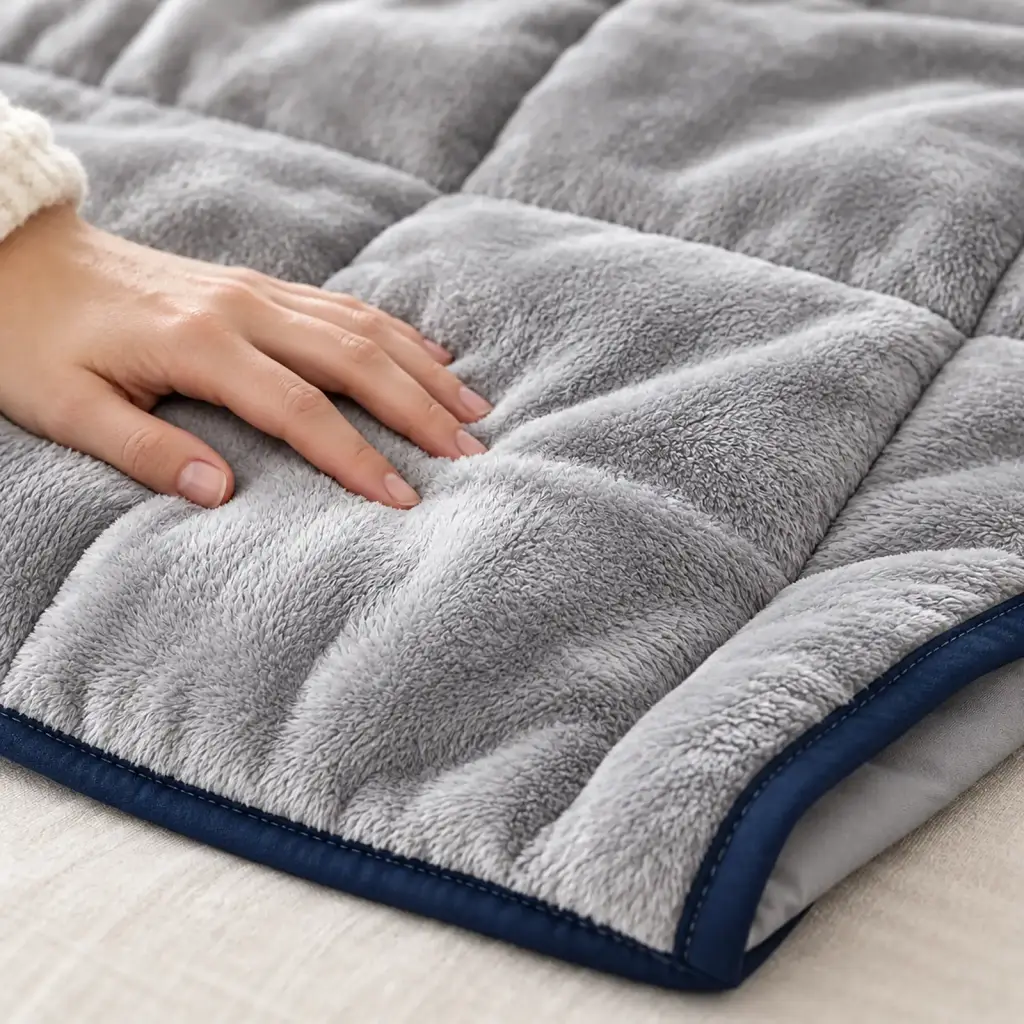 Couverture lestée Douce – détail du tissu et des coutures