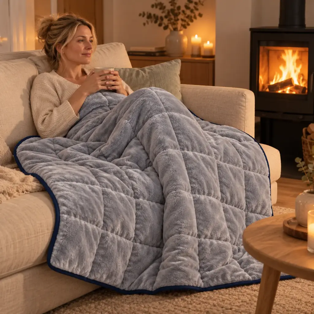 Couverture lestée Douce – moment de détente au salon