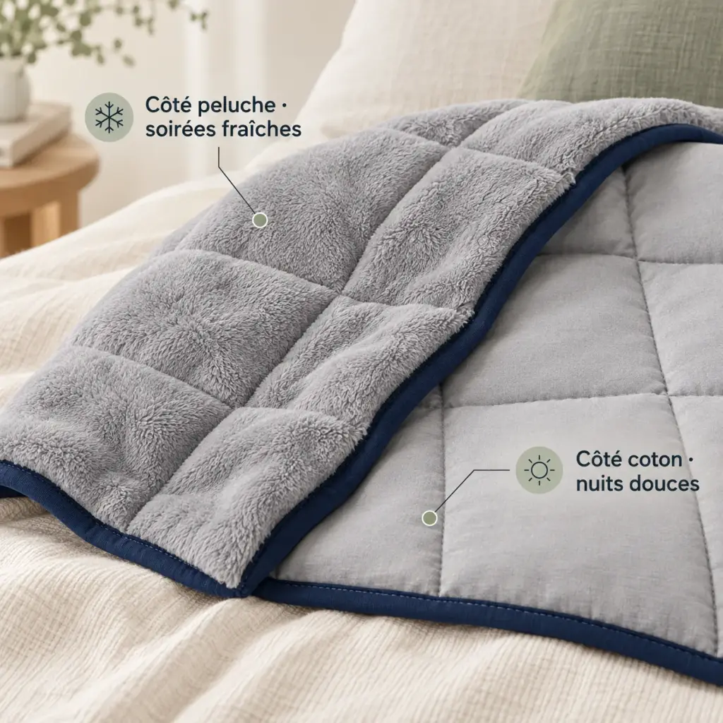 Couverture lestée Douce – Peluche ou coton, selon la saison