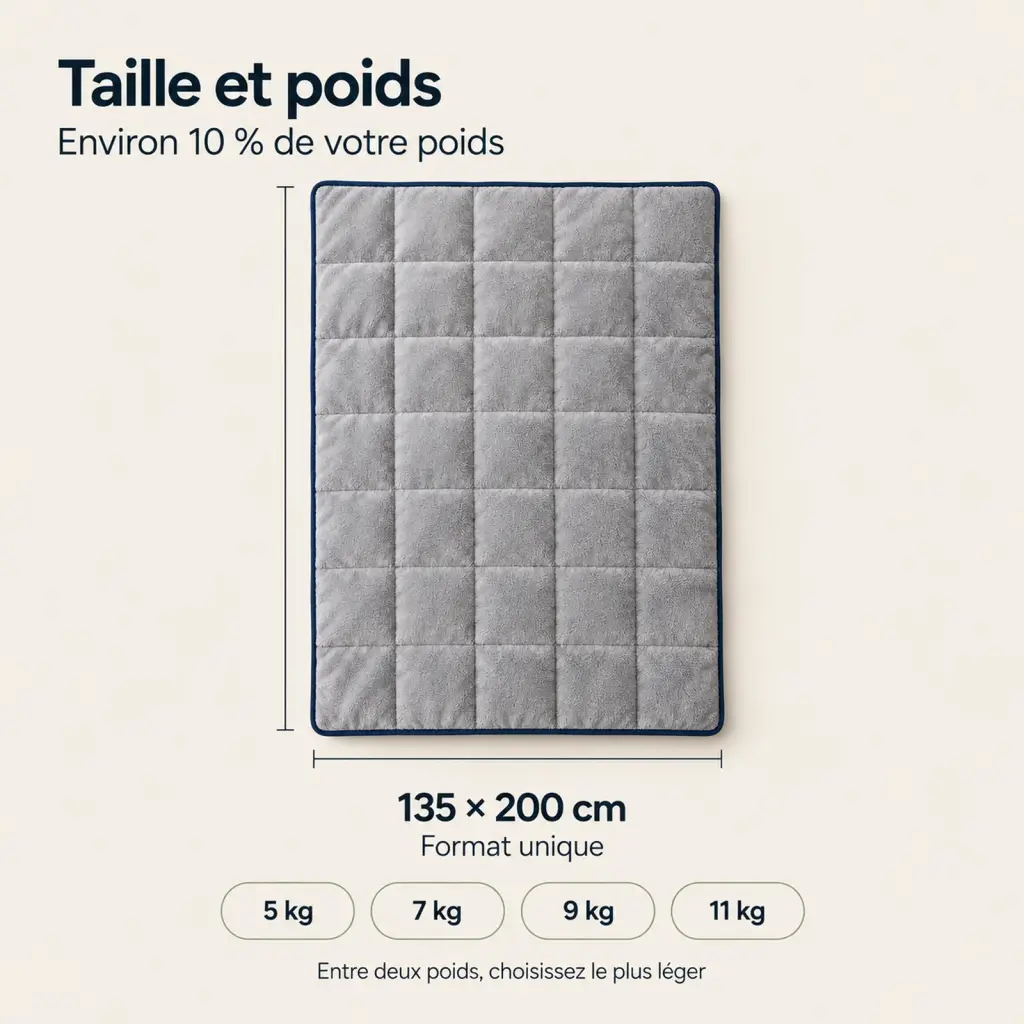 Couverture lestée Douce – tailles, poids et usages