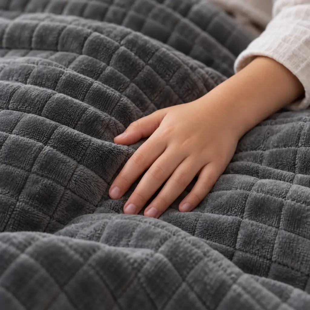 Couverture lestée Enfant – détail du tissu et des coutures