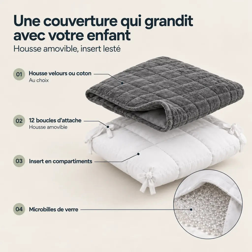 Couverture lestée Enfant – les couches et leur rôle