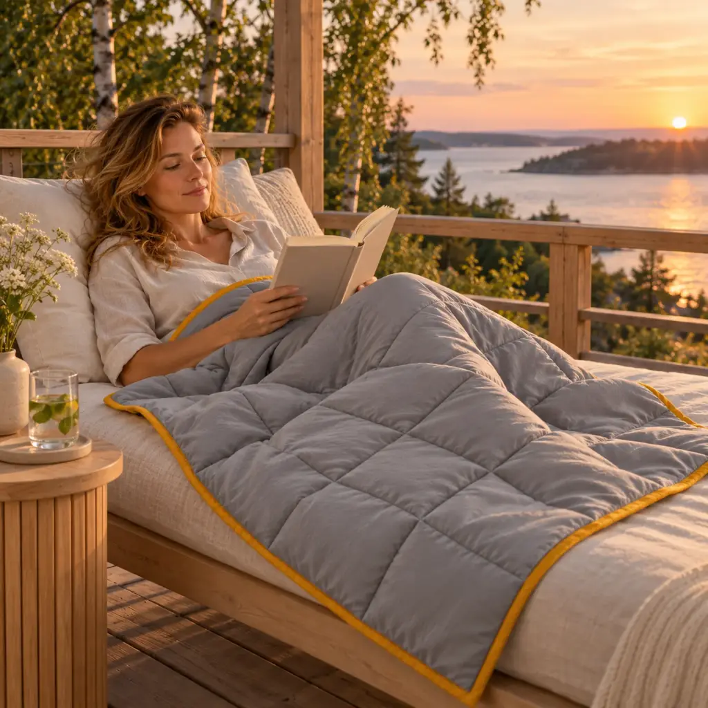 Couverture lestée Été – moment de détente au salon