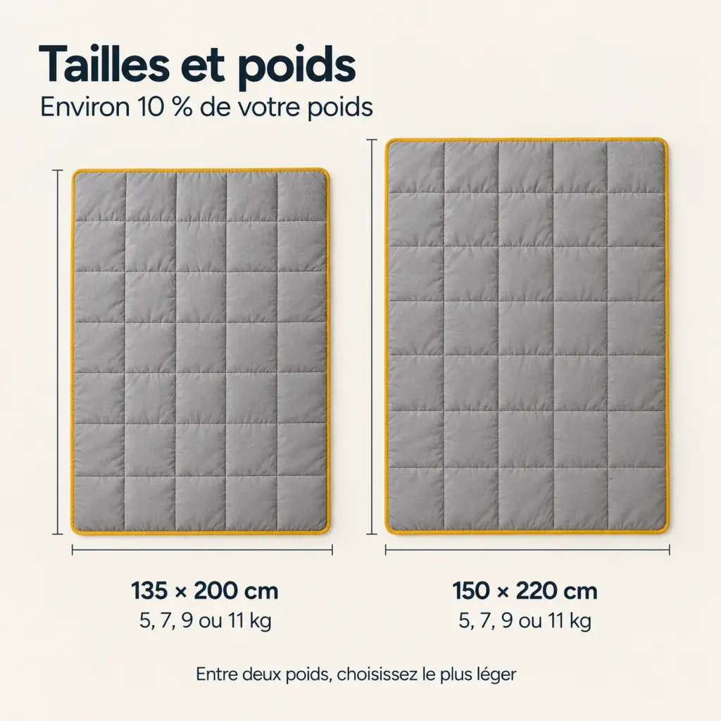 Couverture lestée Été – tailles, poids et usages
