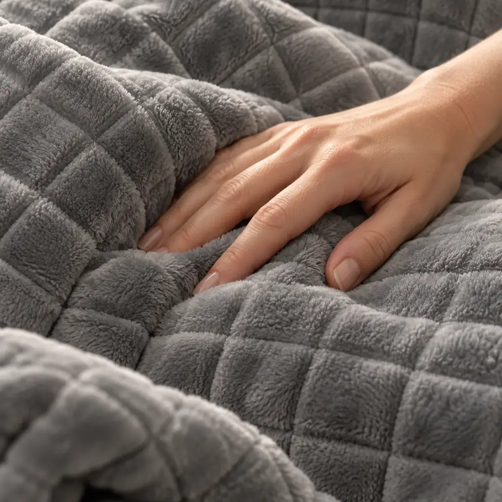 Couverture lestée Hiver – détail du tissu et des coutures