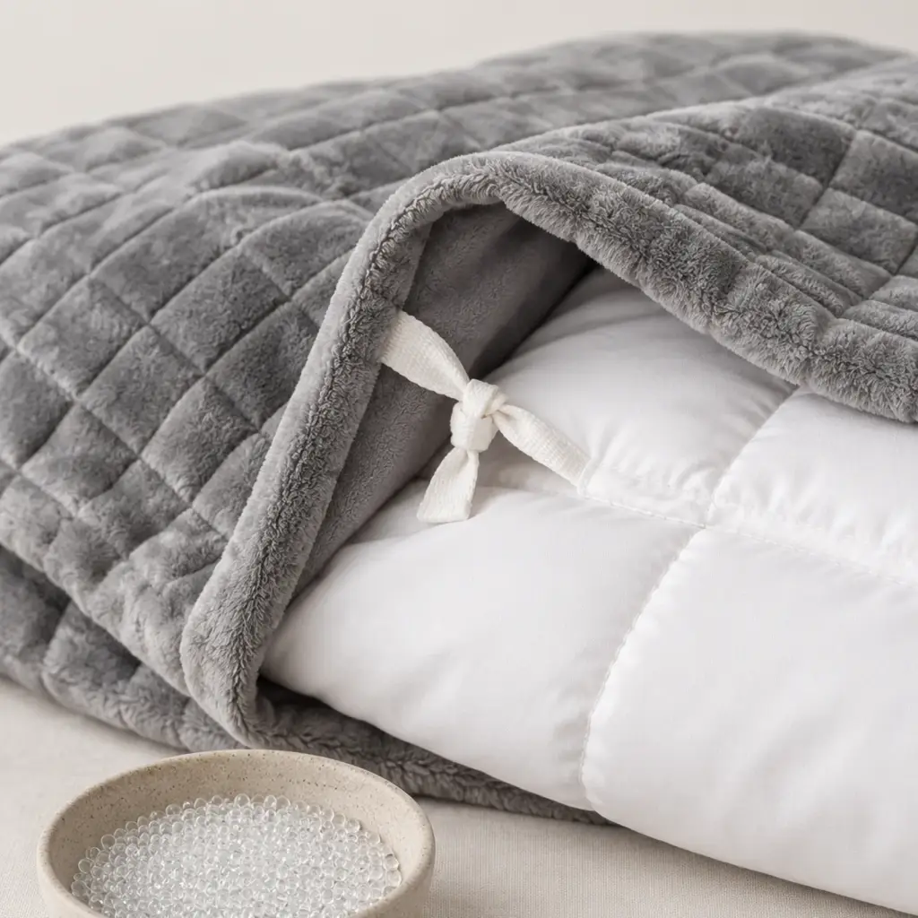 Couverture lestée Hiver – carreaux lestés et microbilles