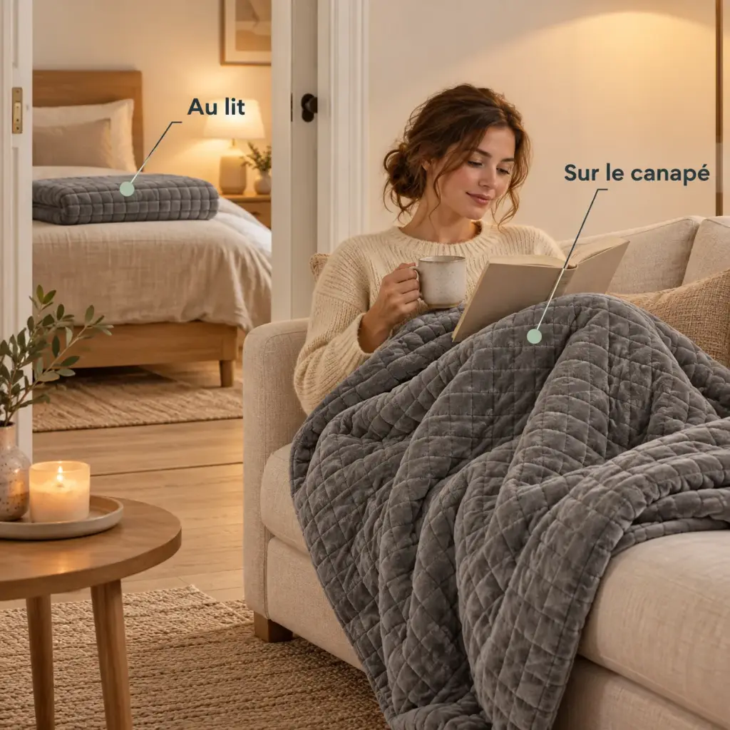 Couverture lestée Hiver – Du lit au canapé, la même sensation enveloppante
