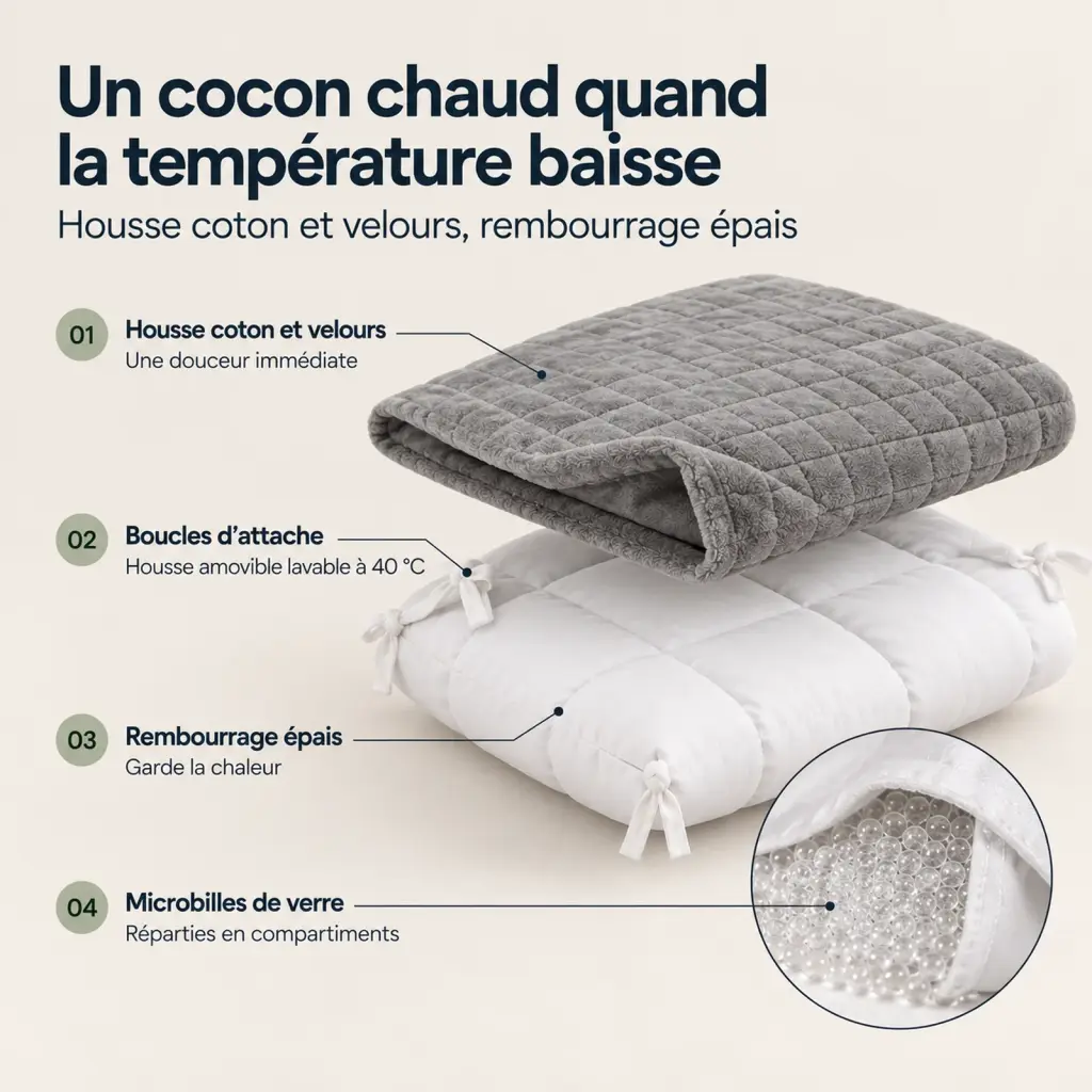 Couverture lestée Hiver – les couches et leur rôle