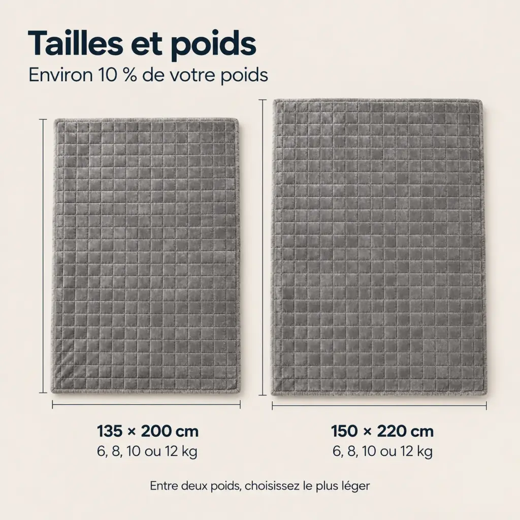 Couverture lestée Hiver – tailles, poids et usages