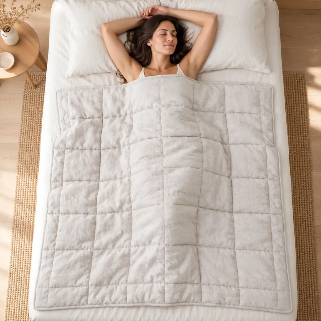 Couverture lestée Lin – moment de repos dessous