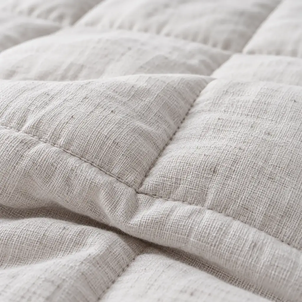 Couverture lestée Lin – détail du tissu et des coutures
