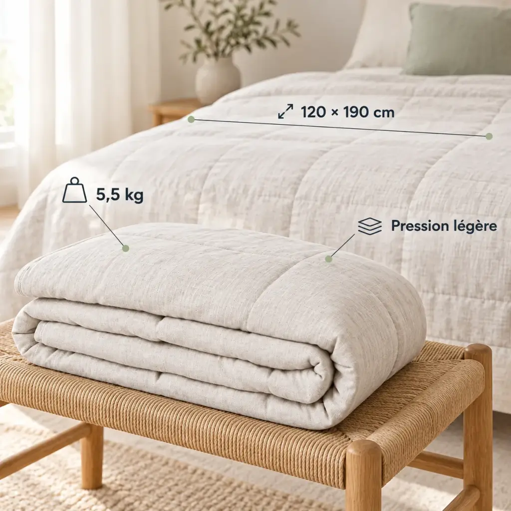 Couverture lestée Lin – 5,5 kg pour une pression légère