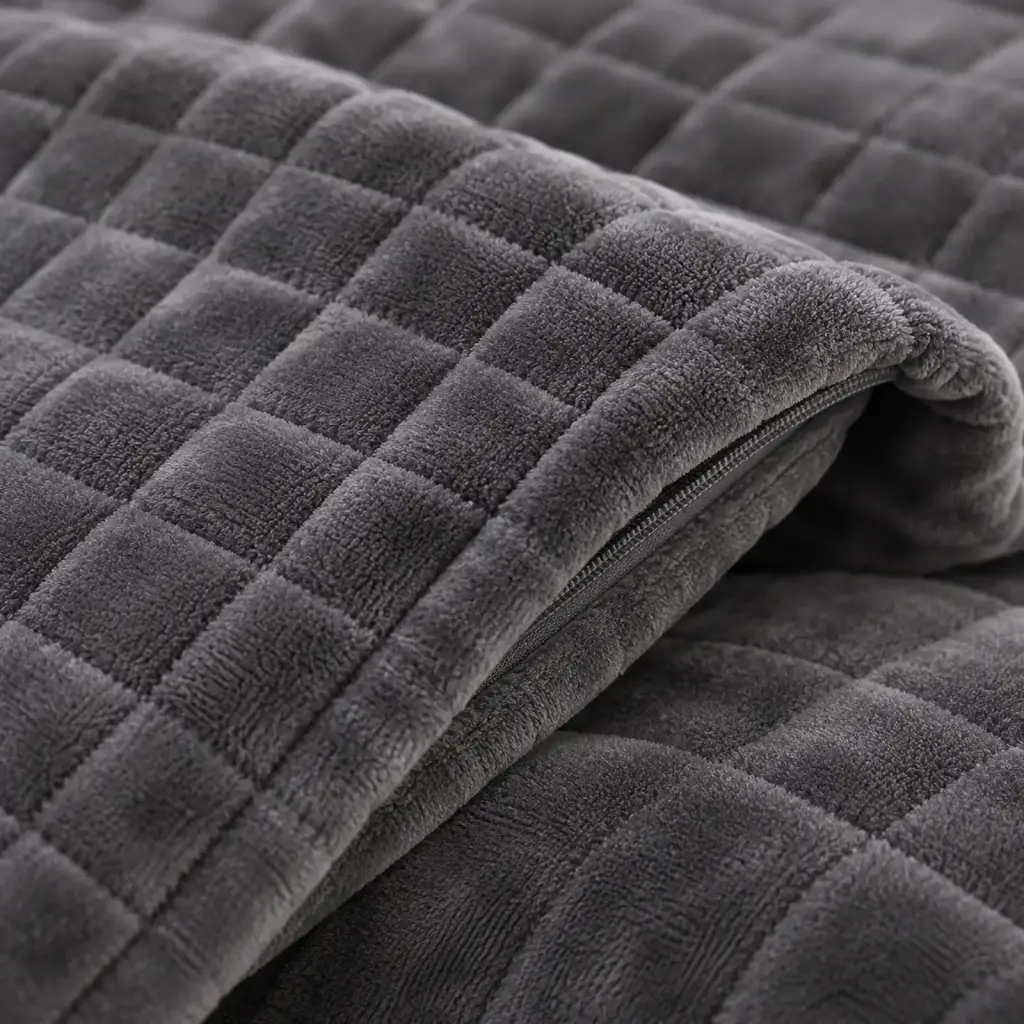 Couverture lestée Premium – détail du tissu et des coutures