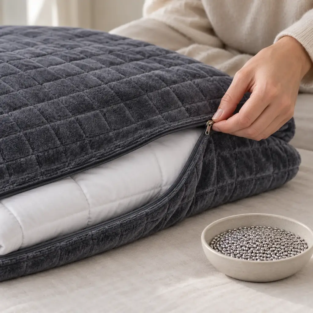 Couverture lestée Premium – carreaux lestés et microbilles