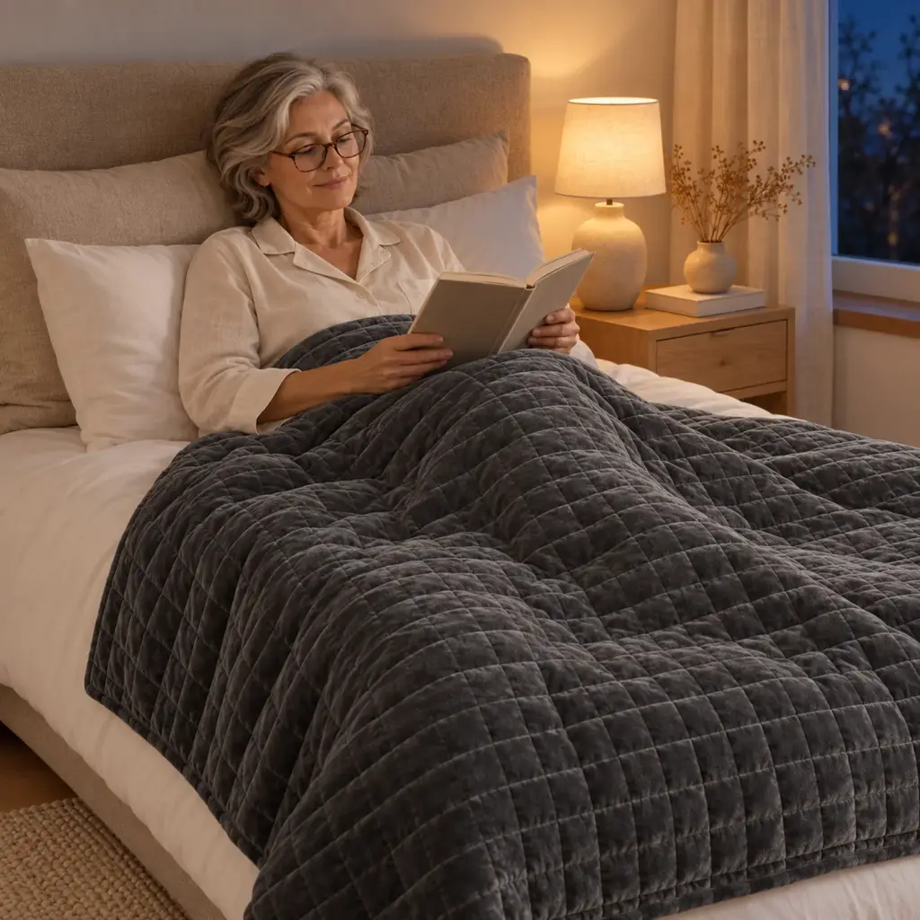 Couverture lestée Premium – moment de détente au salon