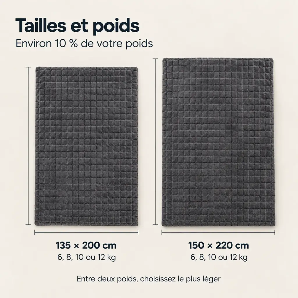 Couverture lestée Premium – tailles, poids et usages