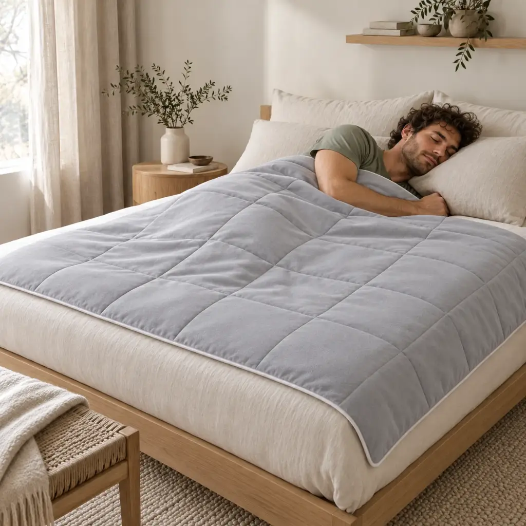 Couverture lestée Sensorielle – moment de repos dessous