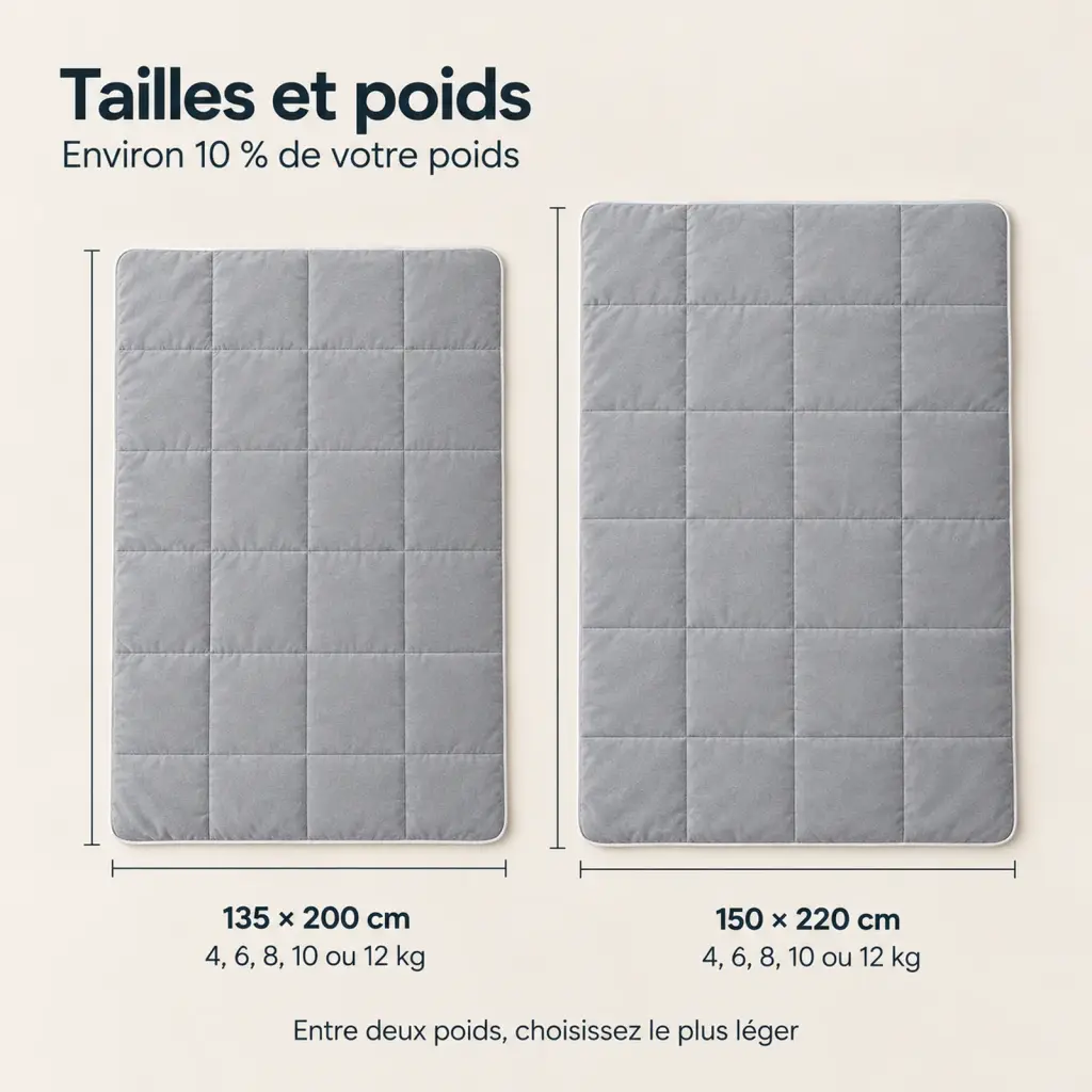 Couverture lestée Sensorielle – tailles, poids et usages
