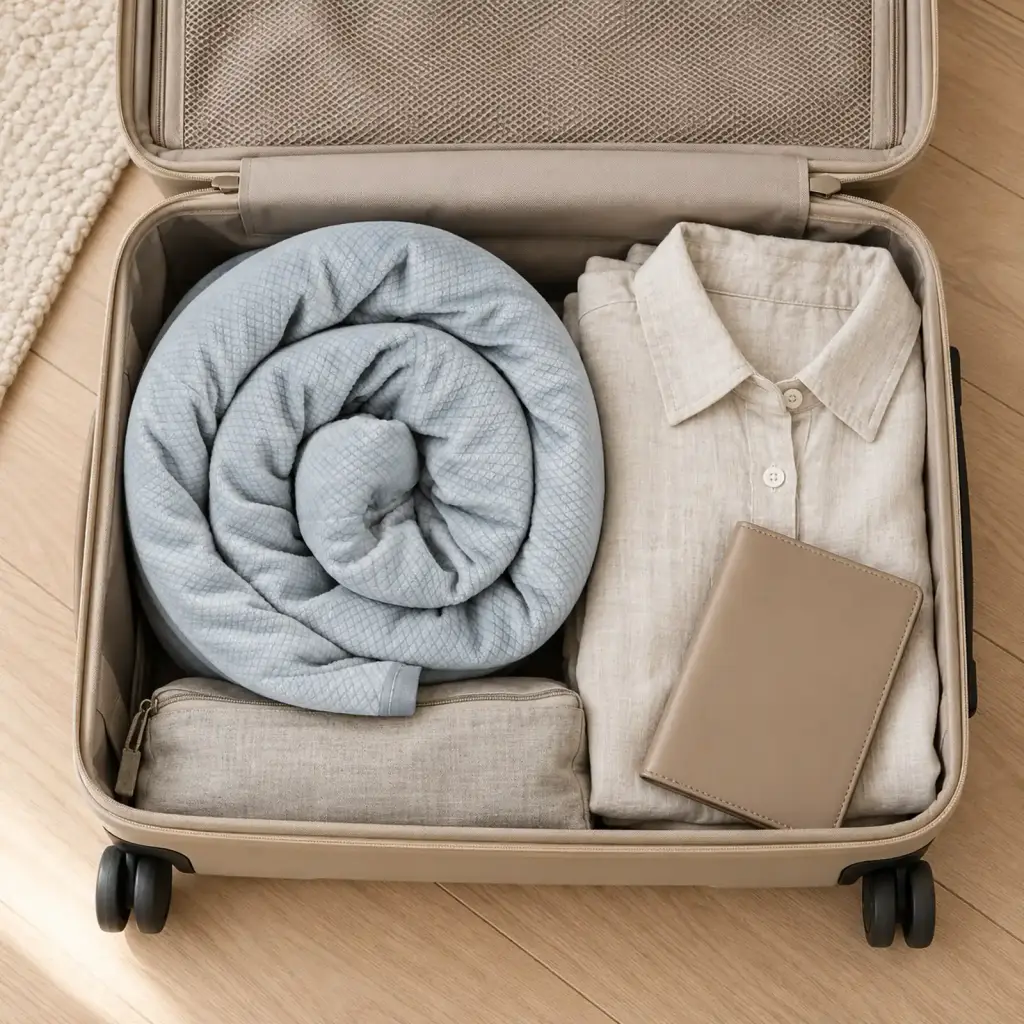 Couverture lestée de voyage – épaisseur et carreaux de lestage