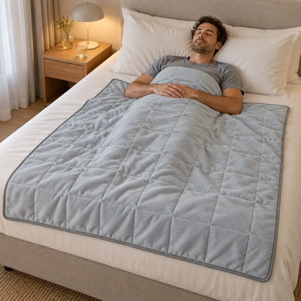 Couverture lestée de voyage – moment de repos dessous