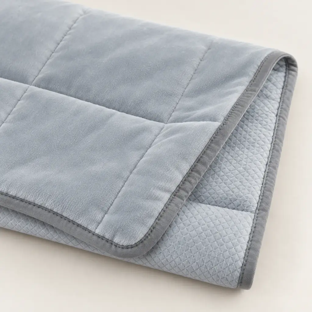 Couverture lestée de voyage – détail du tissu et des coutures