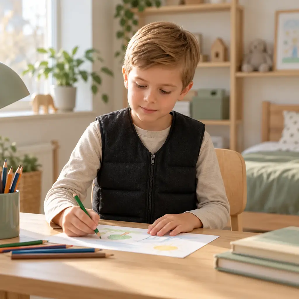 Gilet lesté enfant sensoriel – en utilisation