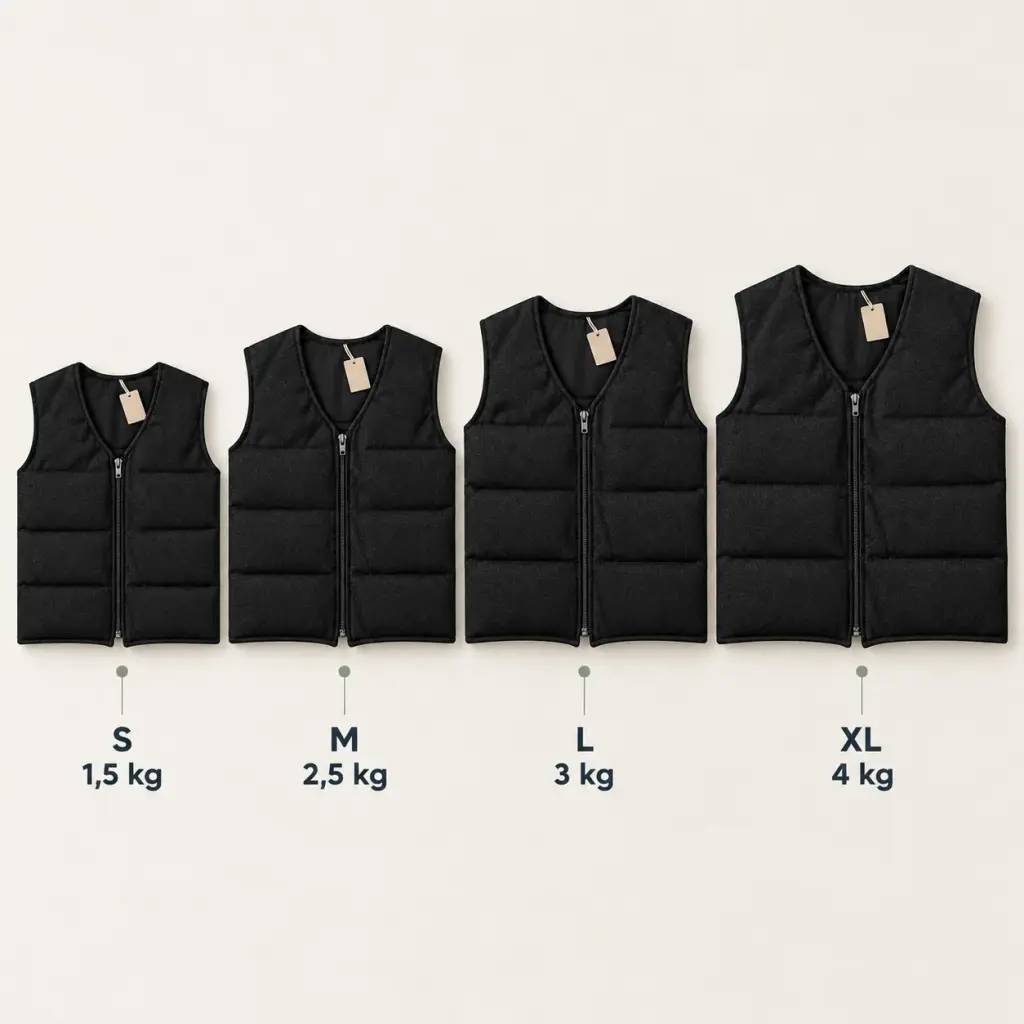 Gilet lesté enfant sensoriel – Quatre tailles, quatre lestages