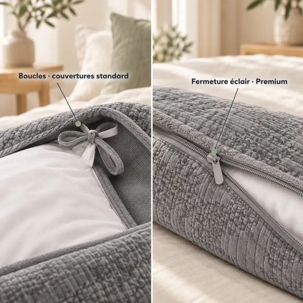 Housse pour couverture lestée – Boucles ou fermeture éclair