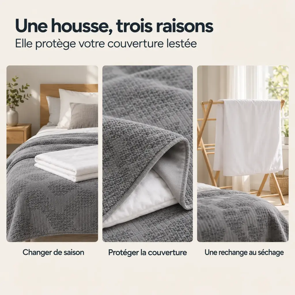 Housse pour couverture lestée – usage au quotidien