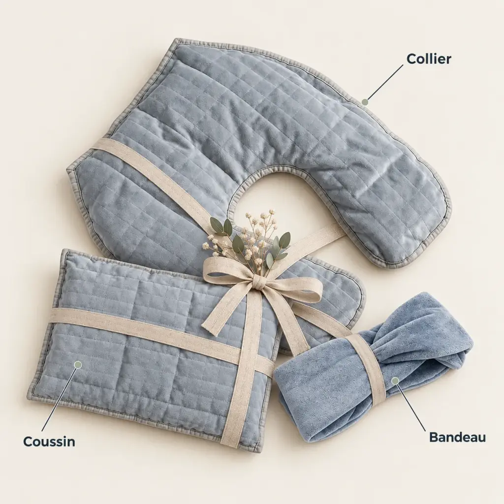 Kit télétravail lesté : coussin, collier et bandeau – 138,90 € au lieu de 181,70 €
