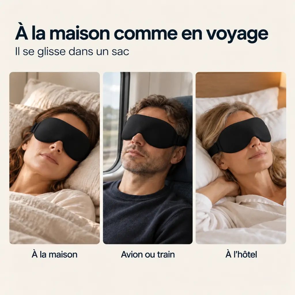 Masque de sommeil occultant à coussinets nasaux – usage au quotidien