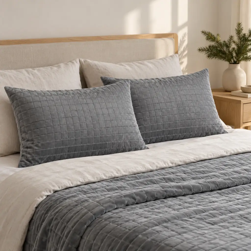 Oreiller naturel en coton, garnissage sapin ou silicone – mise en situation