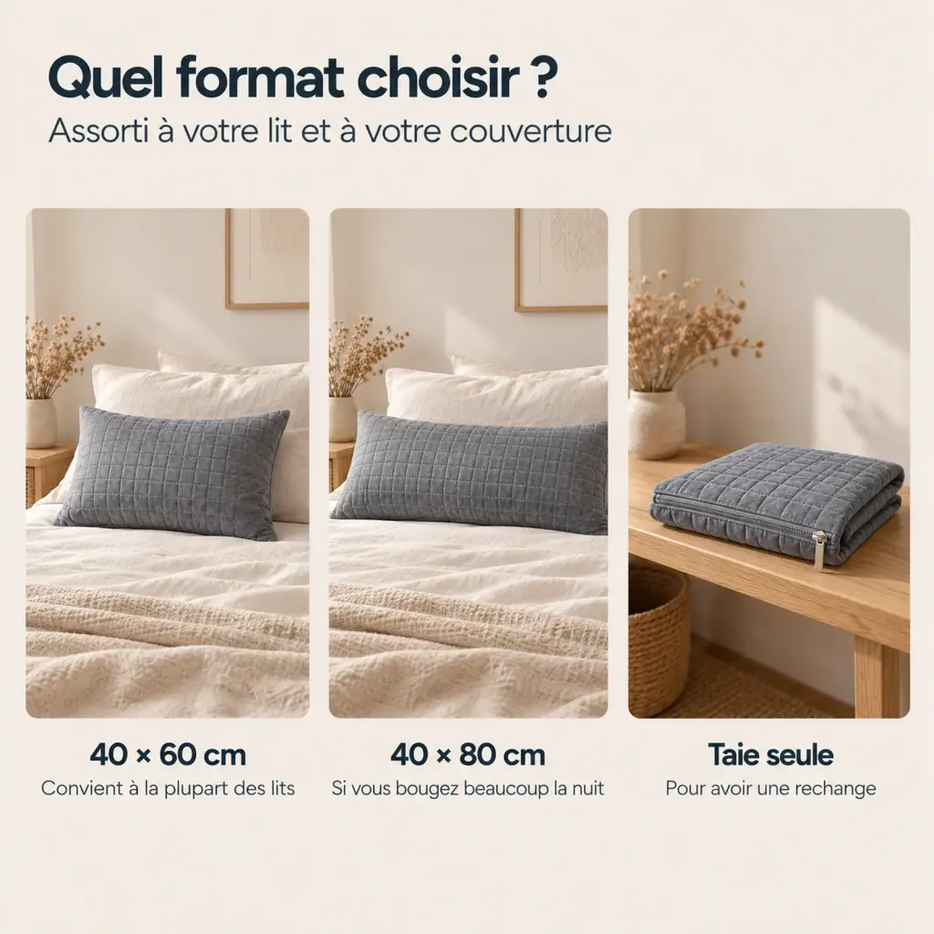 Oreiller naturel en coton, garnissage sapin ou silicone – usage au quotidien