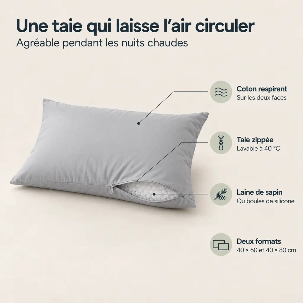 Oreiller rafraîchissant en coton respirant – les points clés
