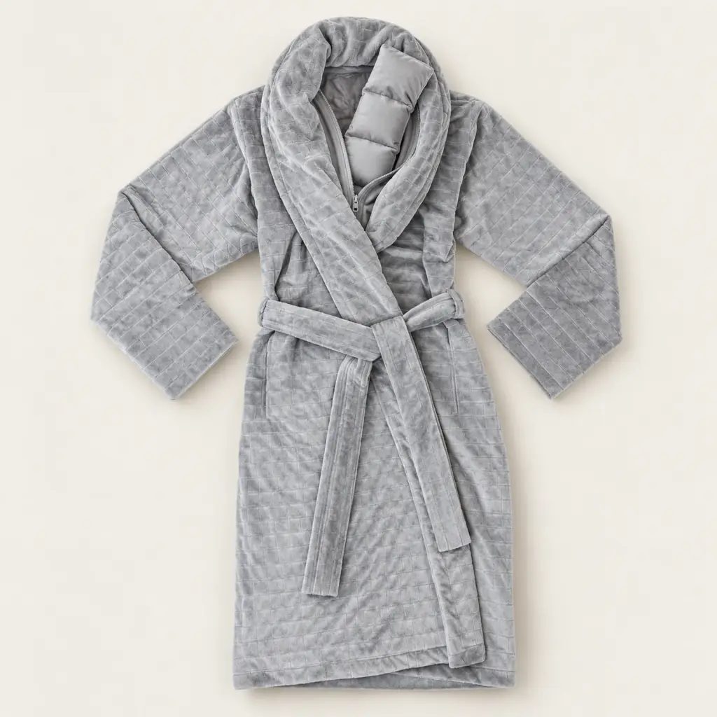 Robe de chambre lestée en coton et velours – détail de la matière