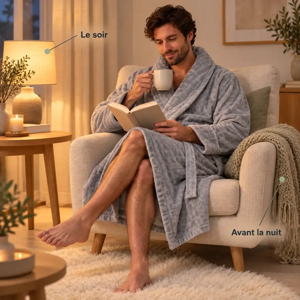 Robe de chambre lestée en coton et velours – Un moment pour vous, avant la nuit