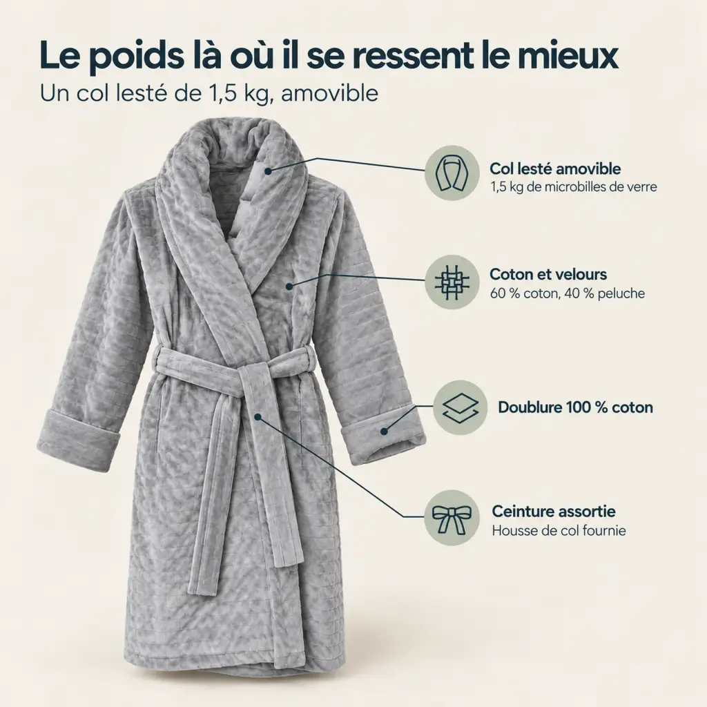 Robe de chambre lestée en coton et velours – les points clés