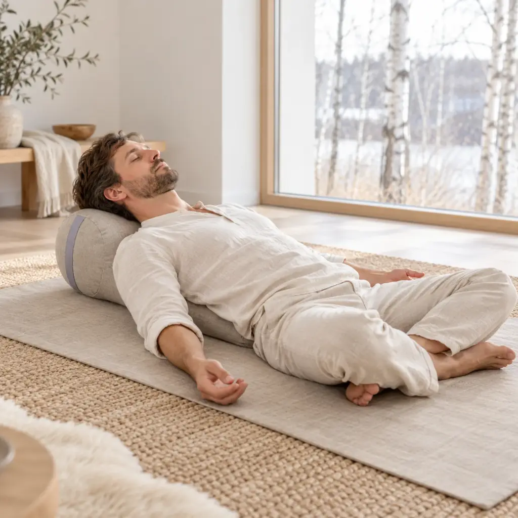 Rouleau de relaxation en lin naturel – mise en situation