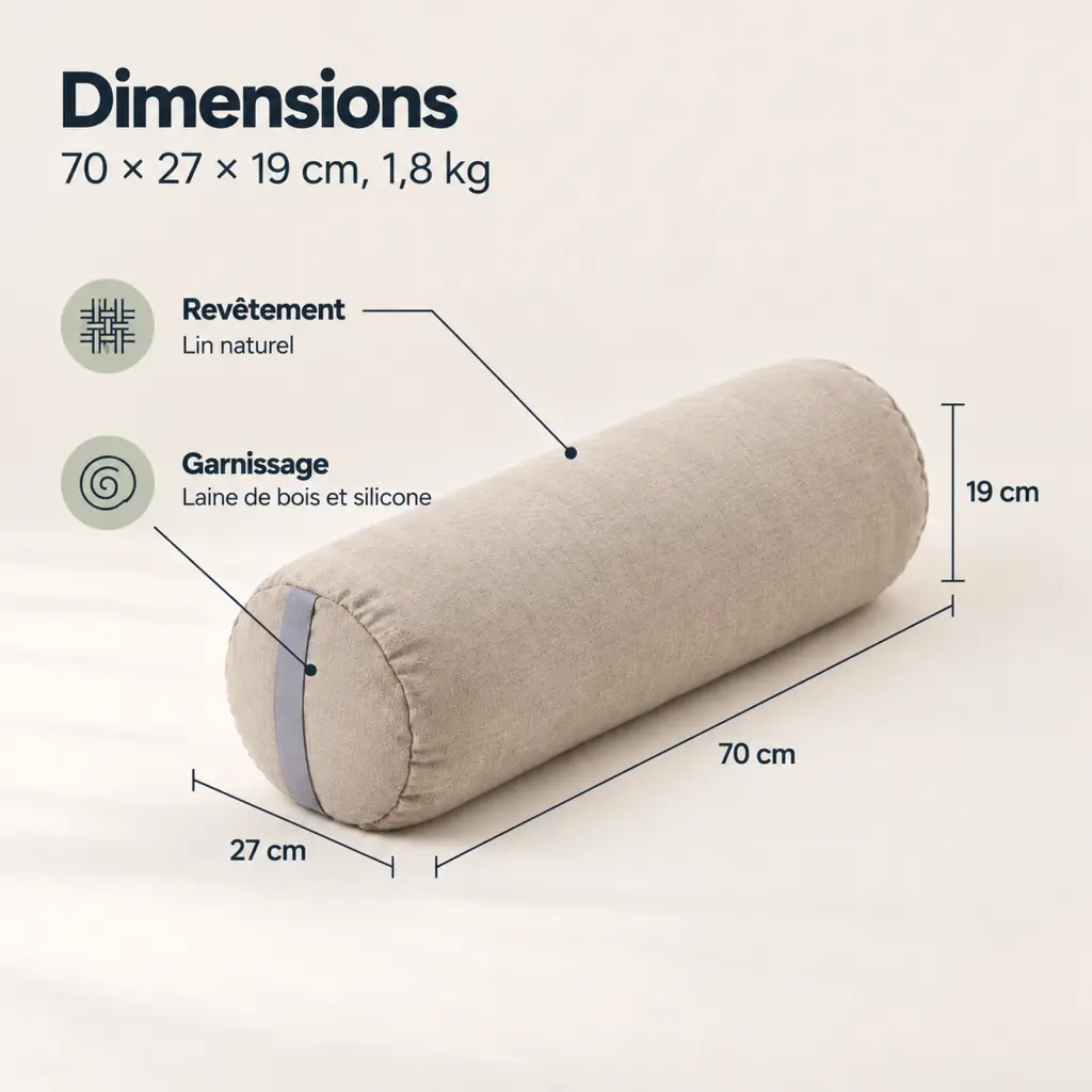 Rouleau de relaxation en lin naturel – composition et dimensions